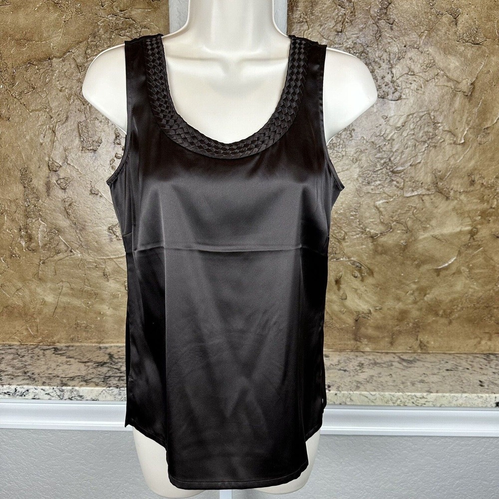 NWT Chico's Silky Splendor Sleeveless Shirt Blouse Tank Top Brown Sz 0 Small‎